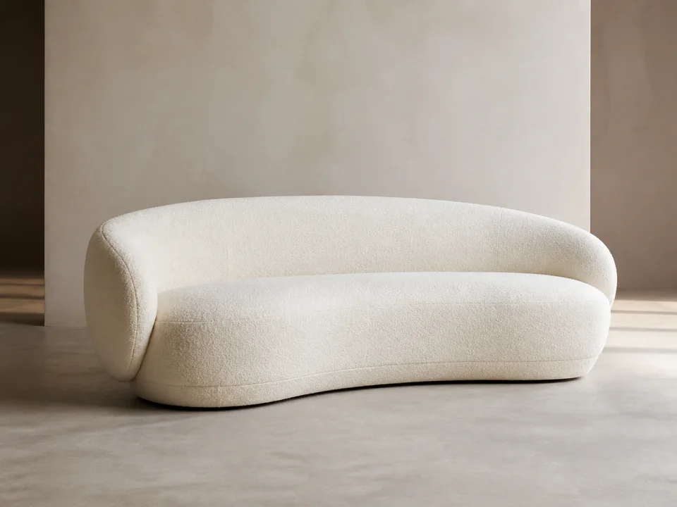 Low-profile boneless sofa made with layered full-foam construction